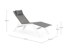 New Bizzotto CHAISE LONGUE IN ALLUMINIO BIANCO JX11 - KRION