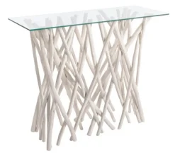 Sale Bizzotto CONSOLLE IN TEAK CON RIPIANO IN VETRO - SAHEL