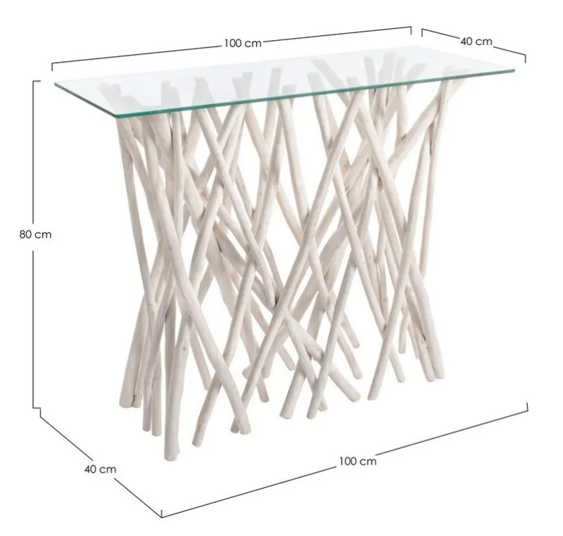 Sale Bizzotto CONSOLLE IN TEAK CON RIPIANO IN VETRO - SAHEL