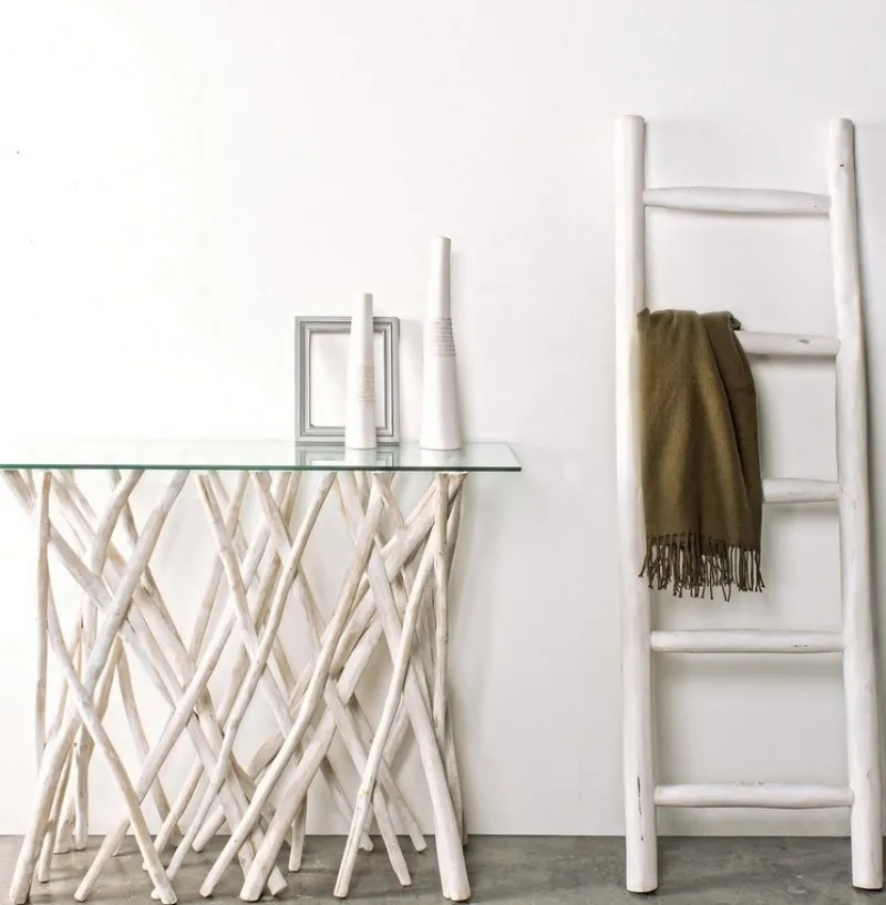 Sale Bizzotto CONSOLLE IN TEAK CON RIPIANO IN VETRO - SAHEL