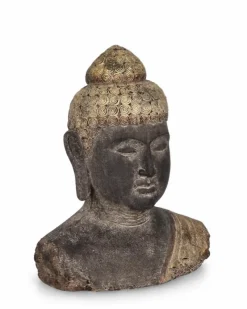Bizzotto DECORAZIONE BUDDHA TESTA GRIGI ORO H45