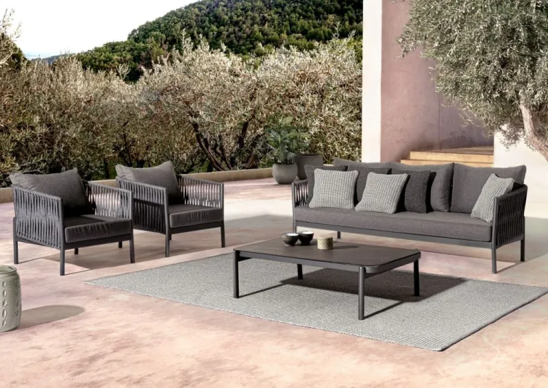 Hot Bizzotto DIVANO IN CORDA PER ESTERNO ANTRACITE WG21 - FLORENCIA