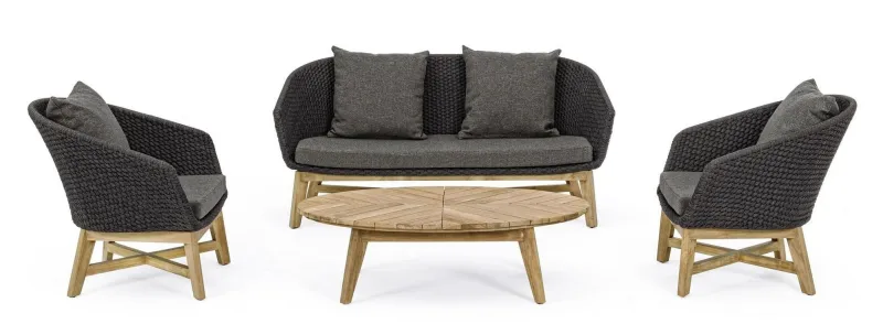 Best Bizzotto DIVANO IN CORDA PER ESTERNO ANTRACITE- COACHELLA