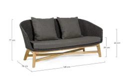 Best Bizzotto DIVANO IN CORDA PER ESTERNO ANTRACITE- COACHELLA