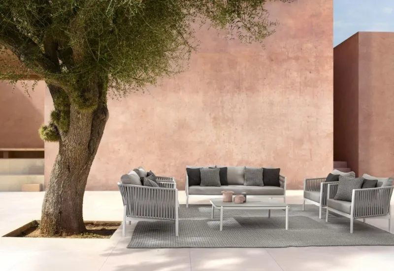 Clearance Bizzotto DIVANO IN CORDA PER ESTERNO BIANCO WG20 - FLORENCIA