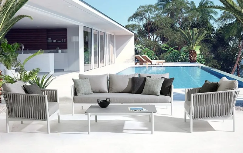 Clearance Bizzotto DIVANO IN CORDA PER ESTERNO BIANCO WG20 - FLORENCIA