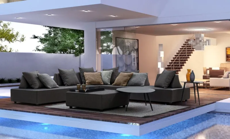 Hot Bizzotto DIVANO IN TESSUTO PER ESTERNO ANTRACITE - PIPER