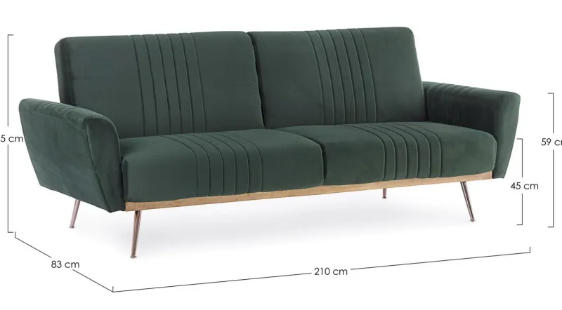 Clearance Bizzotto DIVANO LETTO IN VELLUTO VERDE SCURO - JOHNNY