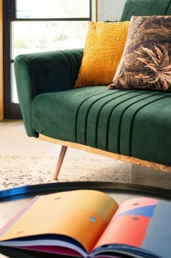 Clearance Bizzotto DIVANO LETTO IN VELLUTO VERDE SCURO - JOHNNY