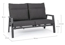 New Bizzotto DIVANO RECLINABILE IN ALLUMINIO ANTRACITE JX55 - KLEDI