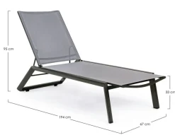 Clearance Bizzotto LETTINO CON RUOTE IN ALLUMINIO ANTRACITE GK52 - CRUISE
