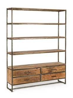 Outlet Bizzotto LIBRERIA IN LEGNO 4 CASSETTI - ELMER