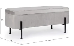 Clearance Bizzotto PANCA CONTENITORE IN VELLUTO GRIGIO CHIARO - IRINA