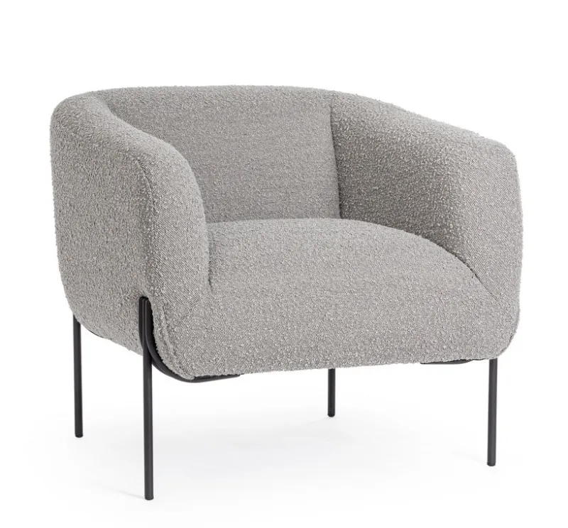 New Bizzotto POLTRONA EFFETTO BOUCLE' GRIGIO - CLAUDINE