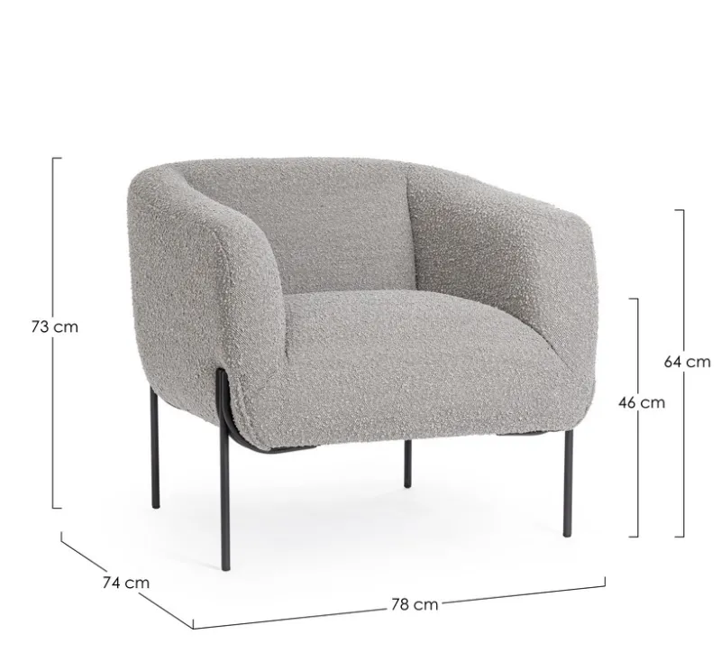 New Bizzotto POLTRONA EFFETTO BOUCLE' GRIGIO - CLAUDINE