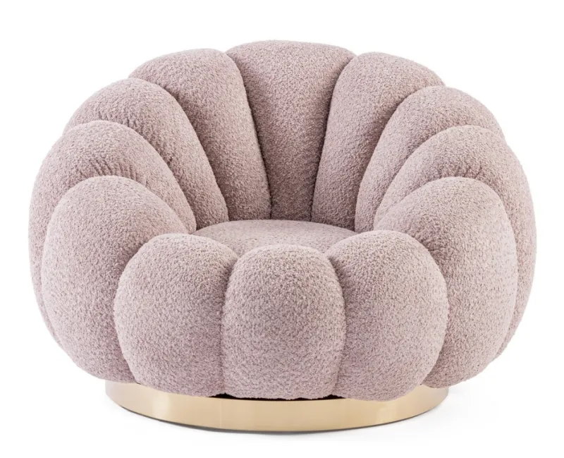 New Bizzotto POLTRONA GIREVOLE EFFETTO BOUCLE' ROSA ANTICO - FLOREL
