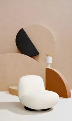 Discount Bizzotto POLTRONA GIREVOLE EFFETTO BOUCLE' BIANCO - MARGOT