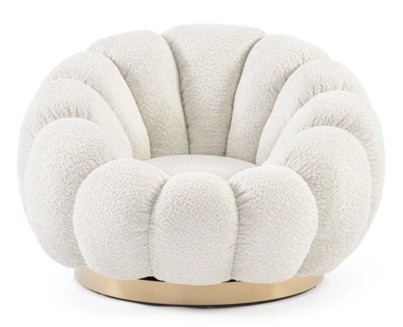 Outlet Bizzotto POLTRONA GIREVOLE EFFETTO BOUCLE' NATURALE - FLOREL