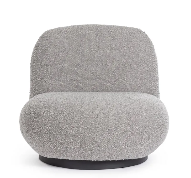New Bizzotto POLTRONA GIREVOLE EFFETTO BOUCLE' GRIGIO - MARGOT