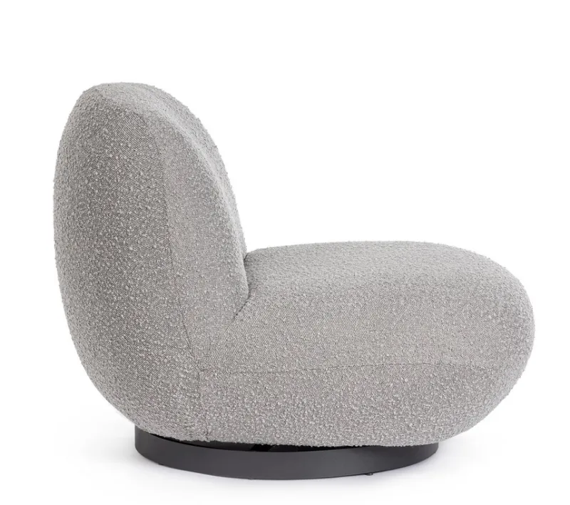 New Bizzotto POLTRONA GIREVOLE EFFETTO BOUCLE' GRIGIO - MARGOT