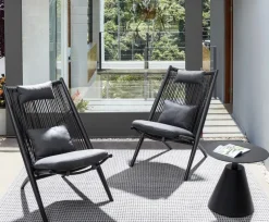 Bizzotto POLTRONA LOUNGE IN CORDA PER ESTERNO NERO XK0Y - ALOHA NEW