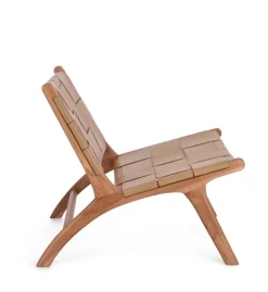 Outlet Bizzotto POLTRONA LOUNGE IN PELLE TORTORA - JOANNA