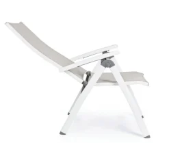 Outlet Bizzotto POLTRONA RECLINABILE IN ALLUMINIO PIEGHEVOLE BIANCA - CRUISE