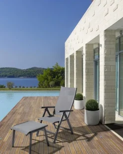 Outlet Bizzotto POLTRONA RECLINABILE IN ALLUMINIO PIEGHEVOLE ANTRACITE - CRUISE