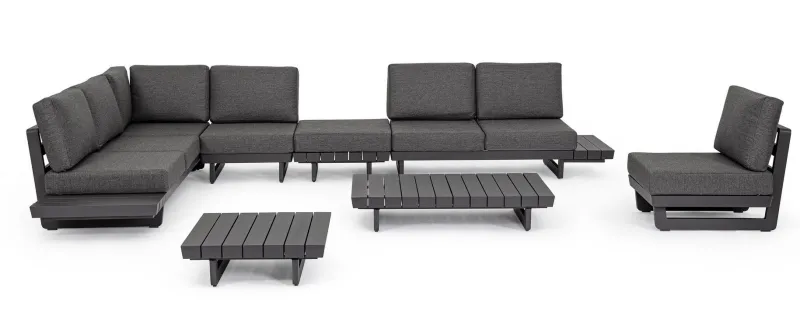 Outlet Bizzotto SALOTTO ANGOLARE IN ALLUMINIO ANTRACITE WG21 - INFINITY