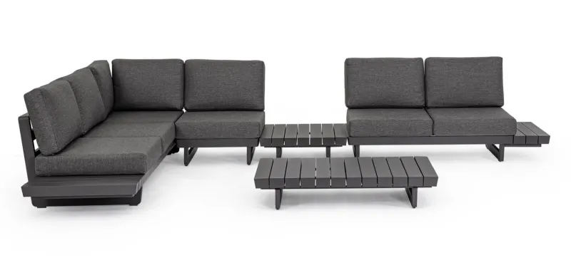 Outlet Bizzotto SALOTTO ANGOLARE IN ALLUMINIO ANTRACITE WG21 - INFINITY