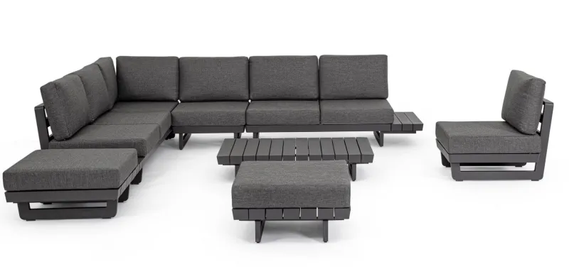 Outlet Bizzotto SALOTTO ANGOLARE IN ALLUMINIO ANTRACITE WG21 - INFINITY