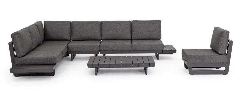 Outlet Bizzotto SALOTTO ANGOLARE IN ALLUMINIO ANTRACITE WG21 - INFINITY