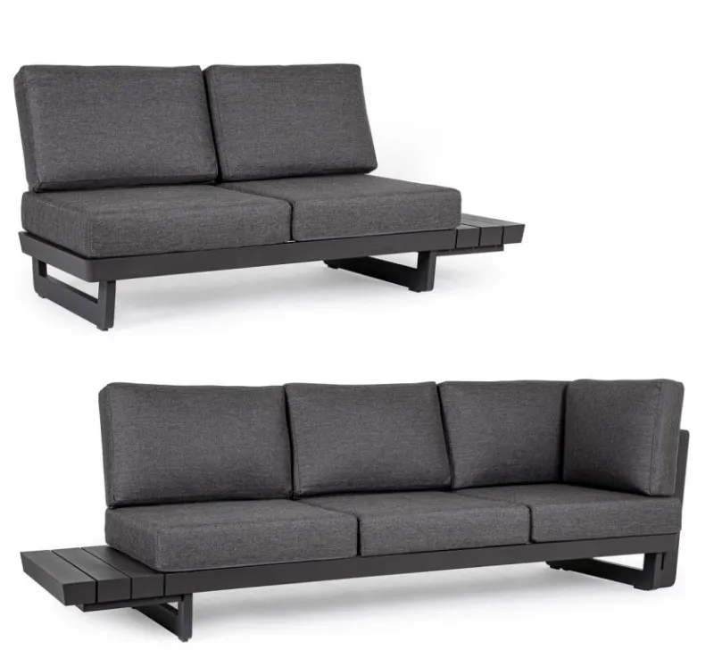 Outlet Bizzotto SALOTTO ANGOLARE IN ALLUMINIO ANTRACITE WG21 - INFINITY