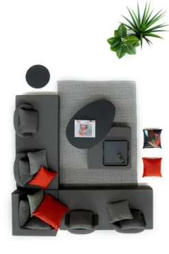 Clearance Bizzotto SALOTTO ANGOLARE IN TESSUTO PER ESTERNO ANTRACITE - PIPER