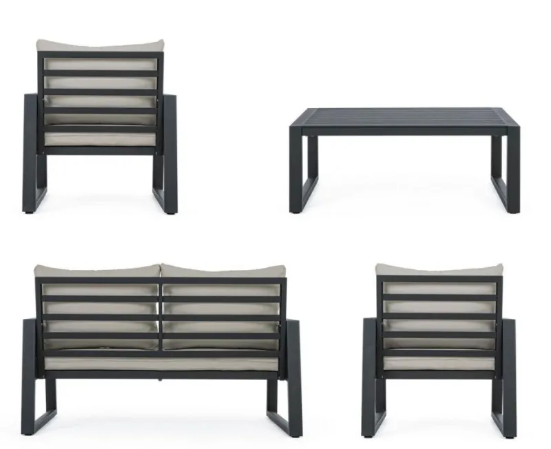 Clearance Bizzotto SALOTTO IN ALLUMINIO ANTRACITE LH32 - CAPTIVA