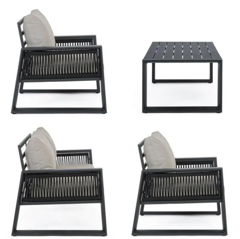 Clearance Bizzotto SALOTTO IN ALLUMINIO ANTRACITE LH32 - CAPTIVA