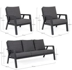 Outlet Bizzotto SALOTTO IN ALLUMINIO ANTRACITE JX55 - TRUMAN