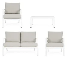 Clearance Bizzotto SALOTTO IN ALLUMINIO CON CUSCINI BIANCO YK11 - HARLEY