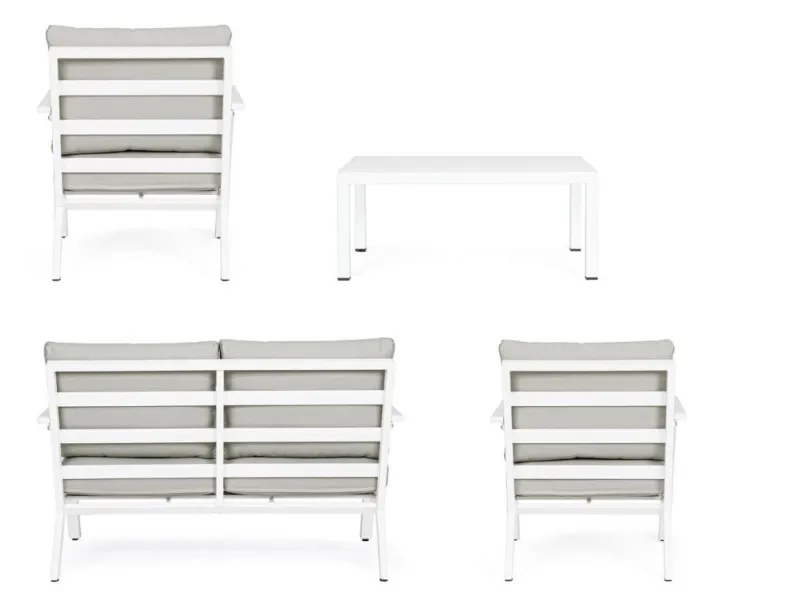 Clearance Bizzotto SALOTTO IN ALLUMINIO CON CUSCINI BIANCO YK11 - HARLEY