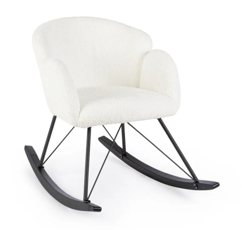 Best Bizzotto SEDIA A DONDOLO EFFETTO BOUCLE' BIANCA - SIBILLA