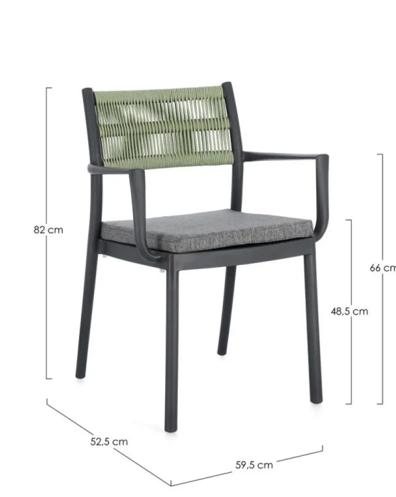 Discount Bizzotto SEDIA C-BR C-C ALVIN ANTRACITE/VERDE