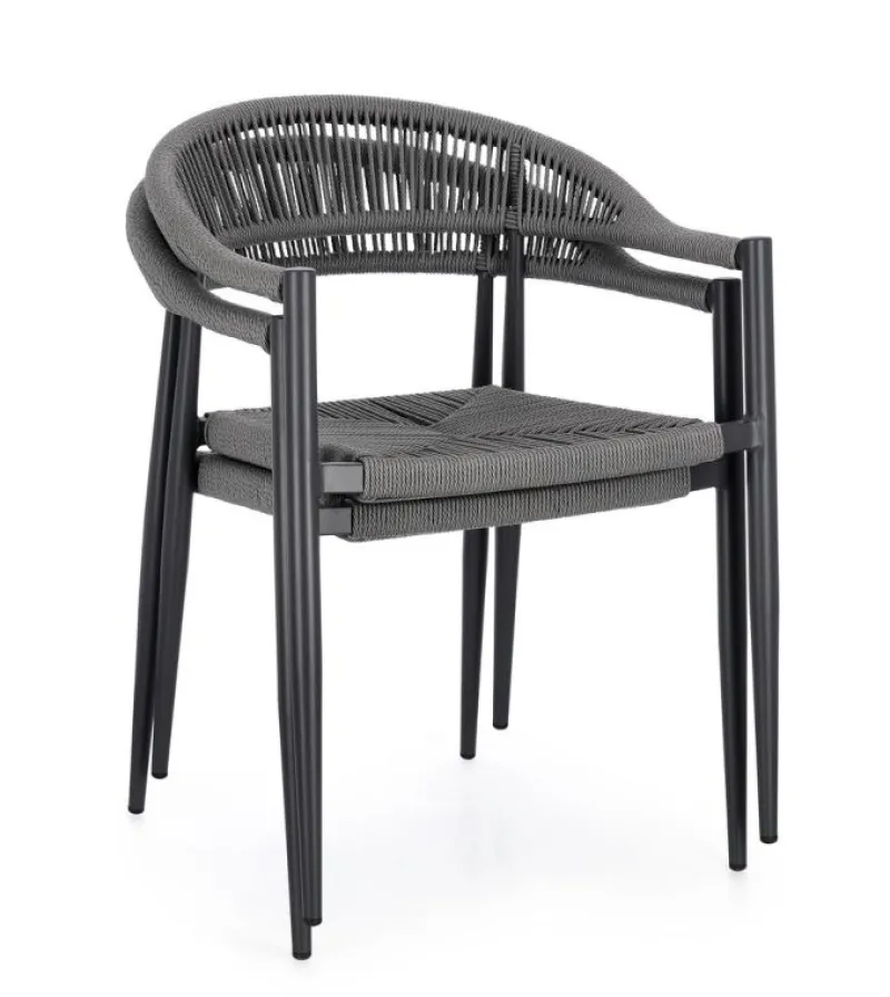 Outlet Bizzotto SEDIA C-BR JANDIA ANTRACITE/GRIGIO