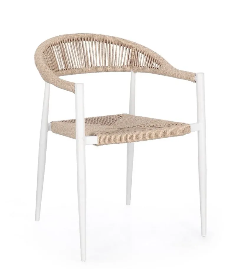 Outlet Bizzotto SEDIA C-BR JANDIA BIANCO/BEIGE