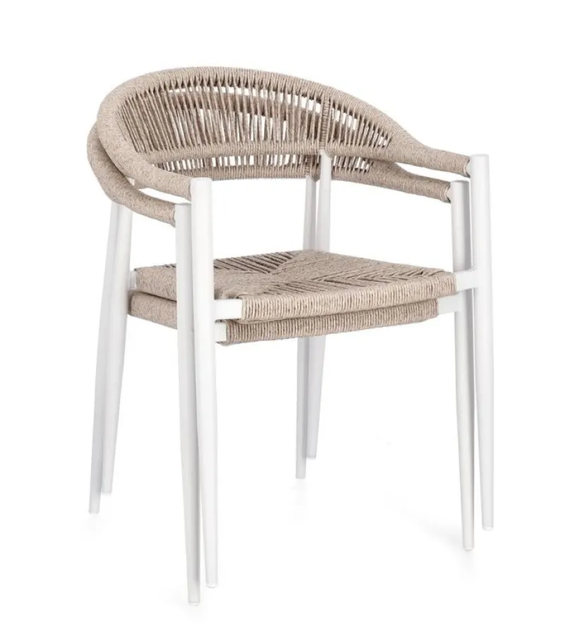 Outlet Bizzotto SEDIA C-BR JANDIA BIANCO/BEIGE
