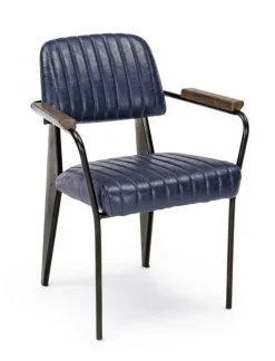 Best Bizzotto SEDIA CON BRACCIOLI IN ECOPELLE BLU - NELLY