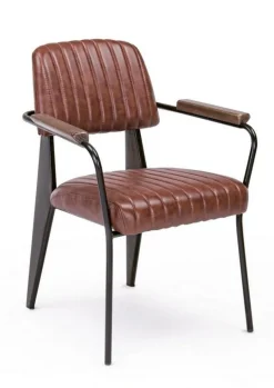 Hot Bizzotto SEDIA CON BRACCIOLI IN ECOPELLE ARANCIO SCURO - NELLY