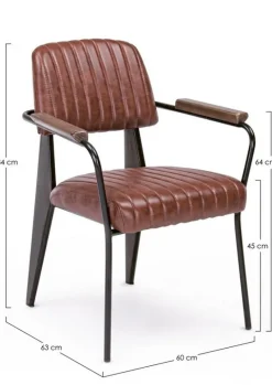 Hot Bizzotto SEDIA CON BRACCIOLI IN ECOPELLE ARANCIO SCURO - NELLY