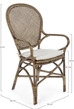 New Bizzotto SEDIA CON BRACCIOLI IN FIBRE NATURALI MIELE - EDELINA