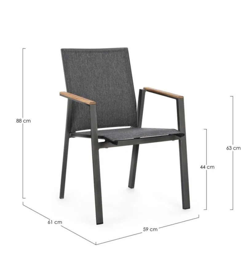 Online Bizzotto SEDIA IN ALLUMINIO ANTRACITE GK52 - CAMERON