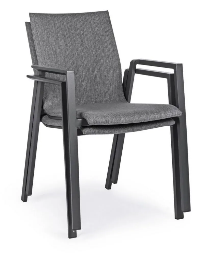 Online Bizzotto SEDIA IN ALLUMINIO IMPILABILE ANTRACITE JX55 - ODEON